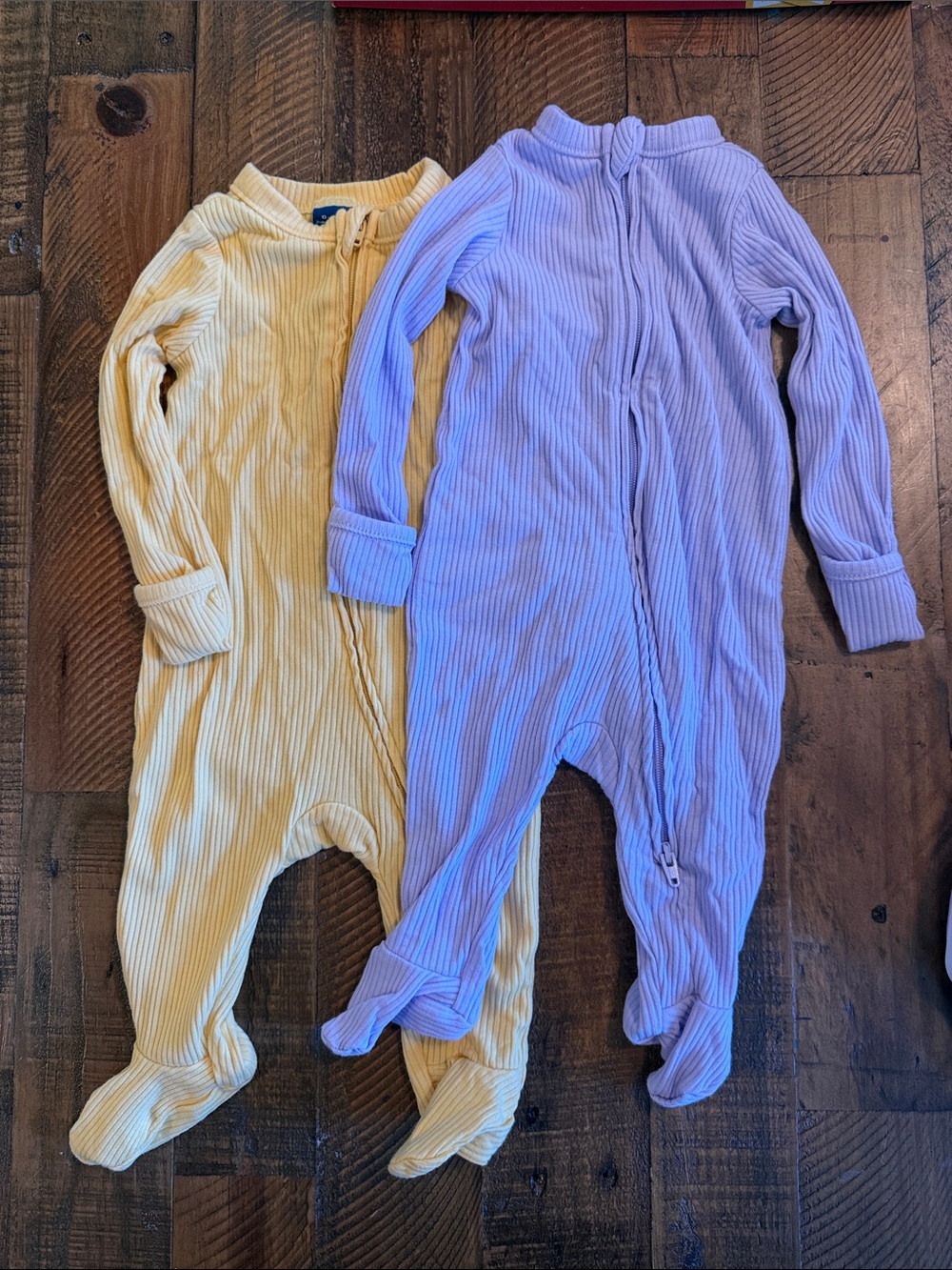 Old Navy Ribbed Footed One-Piece Pajamas in Yellow and Lavender